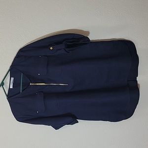 Gently Used Navy Blue Linen 3/4 Length Sleeve Top with Pockets